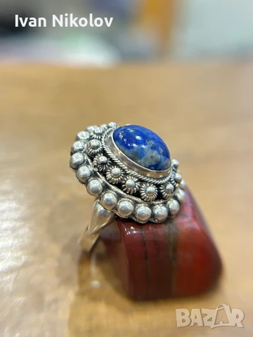 Сребърен пръстен Лапис лазули, снимка 3 - Пръстени - 50635201