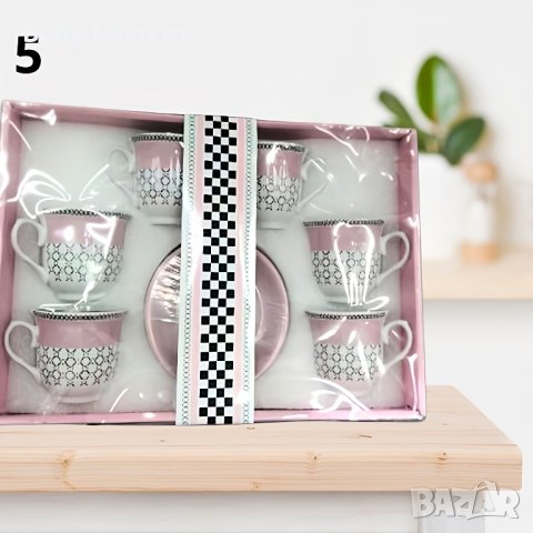 Луксозен комплект от 6 броя чаши за кафе с чинийки, снимка 7 - Чаши - 44027537
