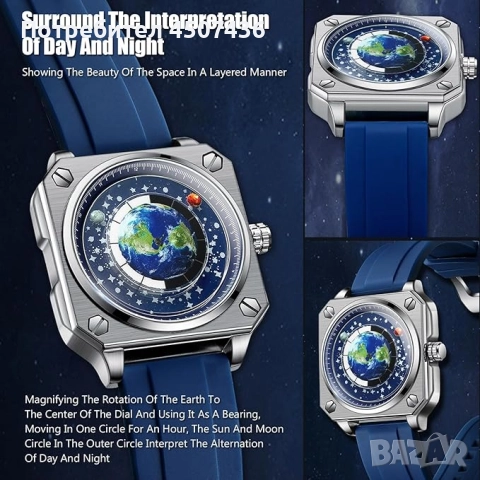 RORIOS Creative, уникален ръчен часовник с показалец, аналогов кварцов квадратен циферблат, снимка 3 - Мъжки - 52797688