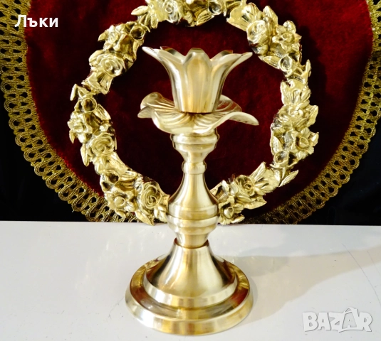 Викториански бронзов свещник,цвете. , снимка 10 - Антикварни и старинни предмети - 52515052
