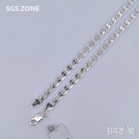 Голяма сребърна верижка от Италия с родиево покритие, снимка 12 - Колиета, медальони, синджири - 53124967