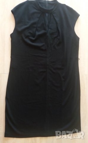 Елегантна черна рокля без ръкав с V-образно деколте, снимка 1 - Рокли - 36610764