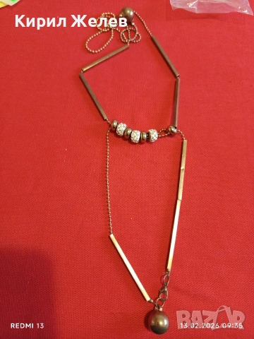 Елегантна златиста винтидж огърлица с искрящи кристали 11677