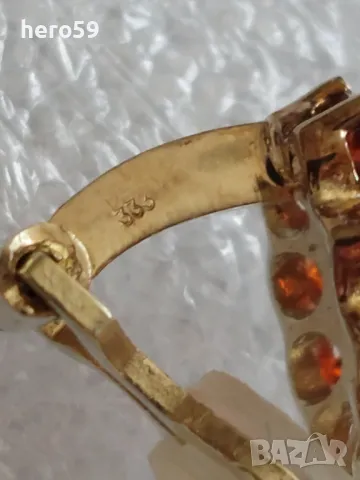 Златни дамски обеци с инкрустирани гранати злато 333, снимка 3 - Обеци - 49438657