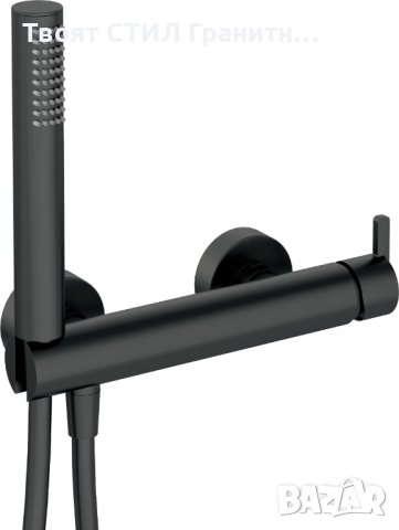 Комплект Черен смесител с душ слушалка тип Дъжд Silia Nero