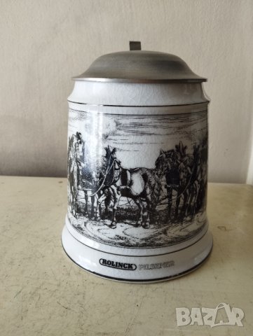 ретро халба за бира с капак, снимка 2 - Други ценни предмети - 42969619