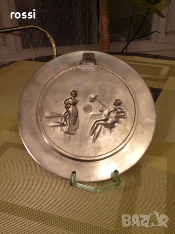 Нова! Старинна немска калаена чиния за стена серия Lindenwirthin 23 см., снимка 8 - Антикварни и старинни предмети - 43093294