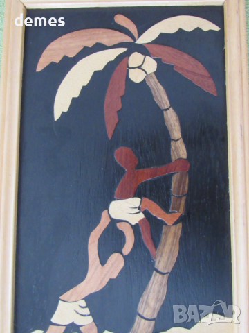 Горе на палмата-картина от бананова кора-2, снимка 4 - Картини - 52013199