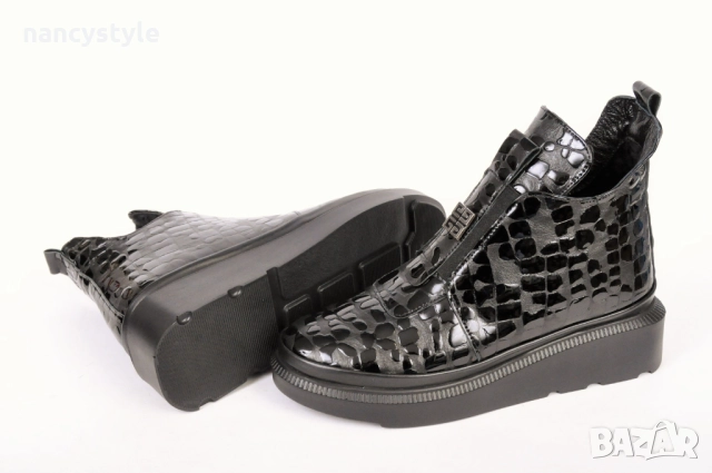 НОВО! Дамски боти от естествена кожа ниска платформа, снимка 4 - Дамски боти - 52289253