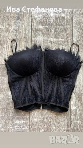 ново  дизайнерско на Дидо Георгиев  парти коктейлно официално бюстие тип корсет твърда чашка черно 
