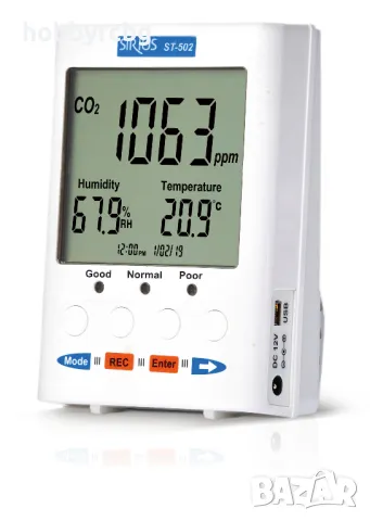 Настолен IAQ монитор-регистратор за CO2, влажност, температура и скорост на вентилация, сертификат, снимка 1