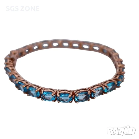 Сребърна тенис гривна с TOPAZ SWISS с фантастична шлифовка, снимка 9 - Гривни - 51264443