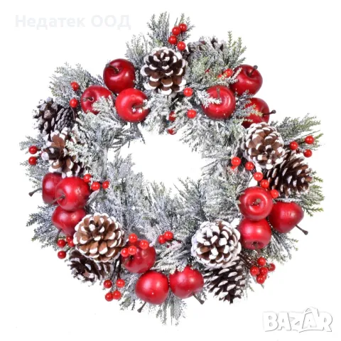 Коледна, декоративна, свещ, Ябълки, Горски плодове, 34 см