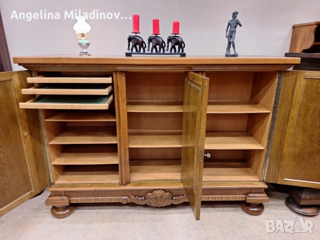 Комод, скрин, бюфет, шкаф с богата дърворезба , снимка 4 - Шкафове - 52677141