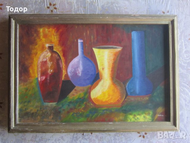 Страхотна картина масло върху платно подписана 77, снимка 6 - Картини - 37345856