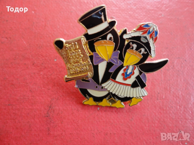 Голям бронзов знак значка с емайл  Pinguine 2, снимка 7 - Колекции - 52661572
