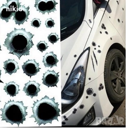 3D стикер лепенка за автомобил кола Дупки от Куршуми драскотини надиране, снимка 3 - Аксесоари и консумативи - 33395223