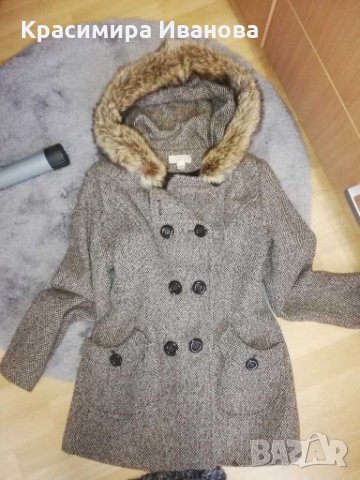 Палто с естествен пух на качулката размер С-м на JLO, снимка 1