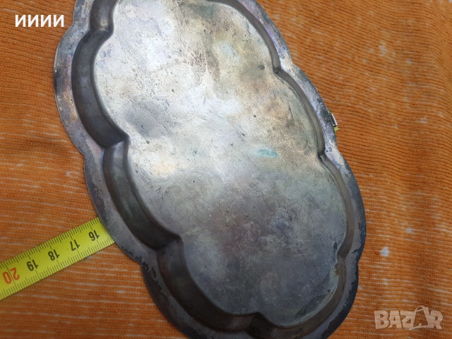 Посребрен поднос, снимка 3 - Антикварни и старинни предмети - 53468819