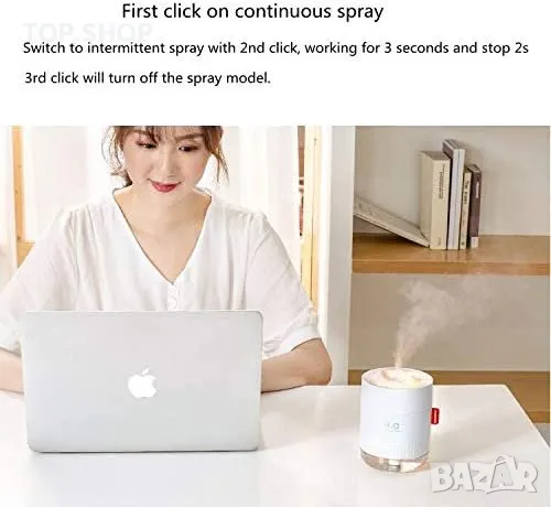 Snow Mountain овлажнител 500 мл ултразвуков USB ароматен въздушен дифузьор успокояваща светлина, снимка 3 - Други - 48804966