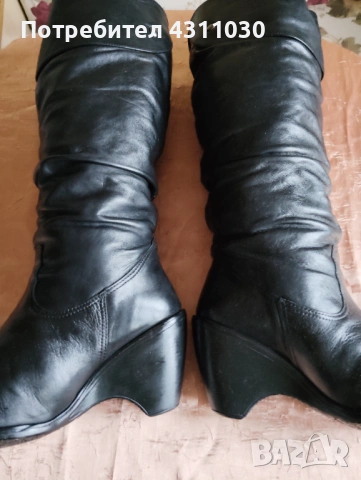 Дамски черни ботуши естествена кожа 41 номер, снимка 4 - Дамски ботуши - 53391982