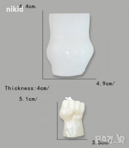 3d Ръка юмрук силиконов молд форма фондан шоколад гипс смола свещ декор , снимка 2 - Форми - 32756157