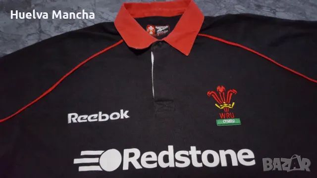 Vintage Reebok WRU Cymru Wales Black Cotton Long Sleeve Rugby, снимка 2 - Спортни дрехи, екипи - 49336468