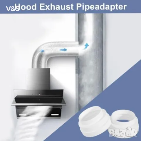 2 x универсален редукционен съединител за вентилационна система с диаметър 120 150 160 mm с 2 скоби , снимка 5 - Железария - 49907101