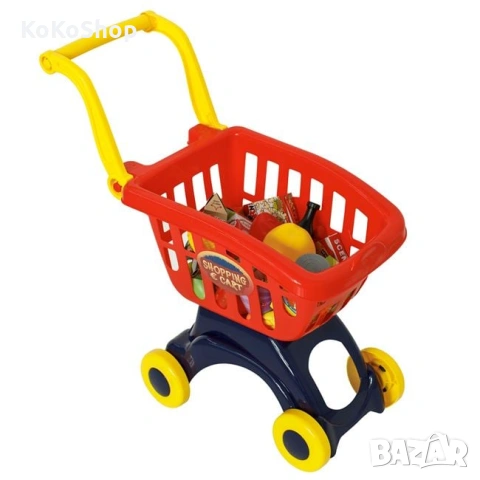 Количка за пазаруване с хранителни продукти-45x23x48 см., снимка 2 - Образователни игри - 53054844