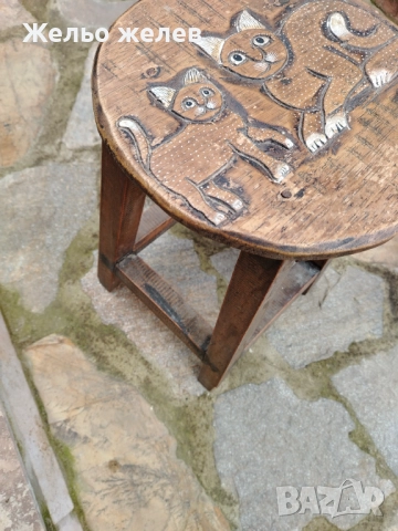 Табуретка дървена с котки 50, 30см, снимка 6 - Декорация за дома - 52874346