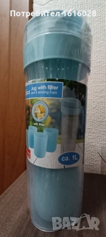 Кана за лимонада,чай,вода с цедка,с капак и 4 чаши.Къмпинг,пикник,парти., снимка 6 - Термоси - 44132440