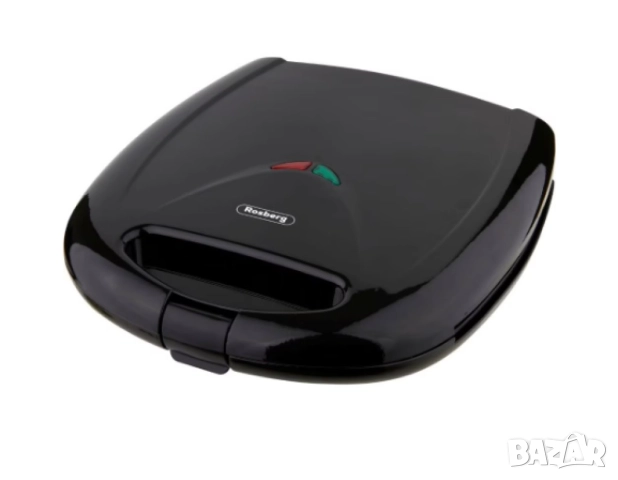 Сандвич тостер Rosberg 1200W, Грил незалепващи плочи, Черен, снимка 3 - Друга електроника - 52137452
