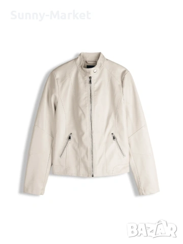 Дамско бежово кожено яке, снимка 6 - Якета - 53507890