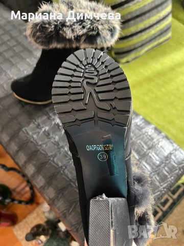 НОВИ!Елегантни дамски боти от естествен велур и естествен пух, снимка 7 - Дамски боти - 43433871