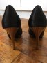 Сатенени черни официални обувки 38 с висок ток и платформа махагон, снимка 5