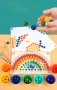 Rainbow wooden clip beads мултифункционална игра с мъфини, топчета и шаблони от дърво , снимка 17