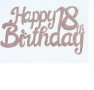 Happy Birthday 18 години розов златист брокатен картонен топер за торта табела украса декор рожден , снимка 2