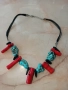 Колие с червен корал и тюркоаз, снимка 1