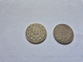 Стари български сребърни монети 1 лев 1891г. и 1 лев 1910г., снимка 1