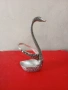 посребрен метален лъжичник-лебед, снимка 1
