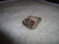 СТАР РУБИНЕН СРЕБЪРЕН АРТ ДЕКО СКЪПОЦЕНЕН ПРЪСТЕН ОКСИДИРАНО СРЕБРО 925 и ПЕЧАТ CW за КАМЪКА 27328, снимка 7