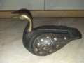 Уникална дървена патица патка с бронзови елементи