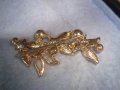 ПОЗЛАТЕНА ЕМАЙЛИРАНА ФЛОРАЛНА АЖУРНА КРИСТАЛНА АРТ БРОШКА 11899, снимка 12