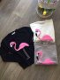 Пуловер със фламинго в черно,бяло и пудра -(С, М и Л), снимка 4