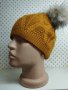 Дамска плетена шапка с две папулки- мпш47, снимка 3