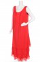 Дълга червена рокля за повод на волани, снимка 1