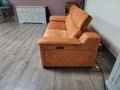 Оранжев диван от плат тройка с електрически релаксиращ механизъм, снимка 12