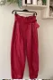 Нов кожен панталон висока талия вишнев бордо цвят лек потур шалвар , снимка 1