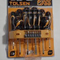 Комплект отвертки и битове Tolsen GriPro 19 части, с органайзер-поставка за стена, снимка 2 - Отвертки - 39023351