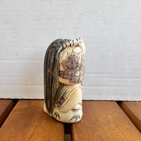 Японска фигура Нецуке от слонова кост с ръчна резба и подпис, снимка 4 - Декорация за дома - 44117938